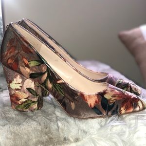 Velvet || Floral Print || Nine West Block Heels